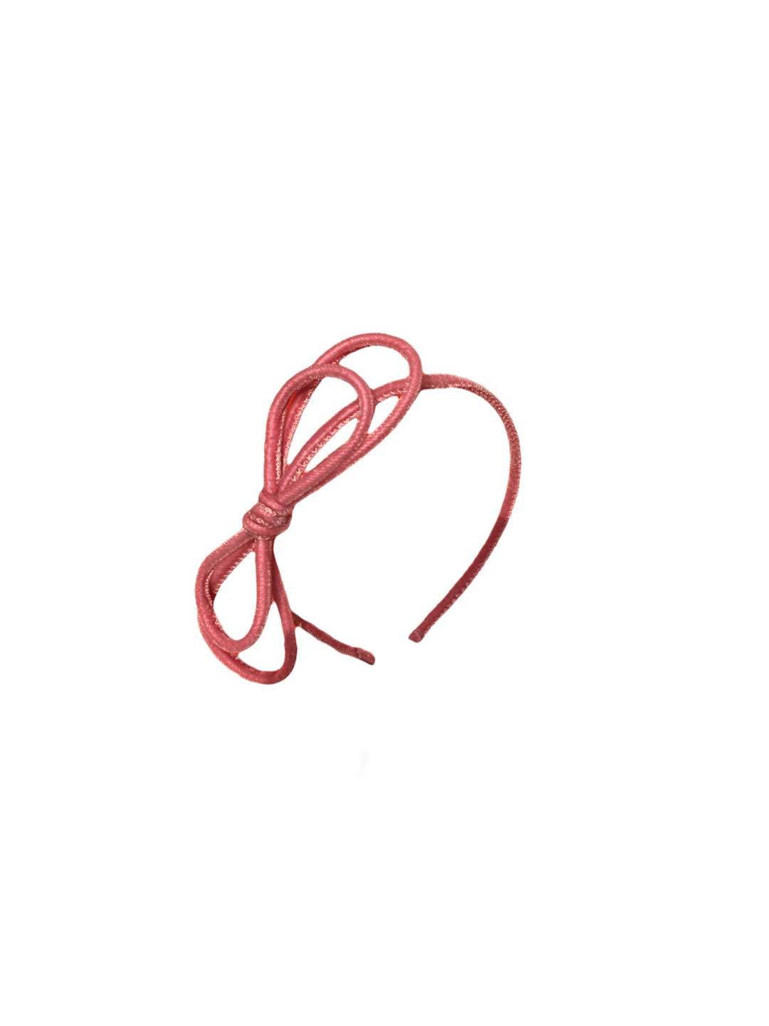 Cerchietto in velluto con fiocco rosa