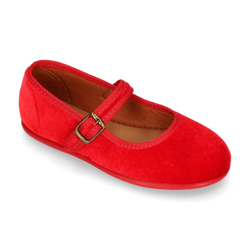 Ballerine di velluto rosso