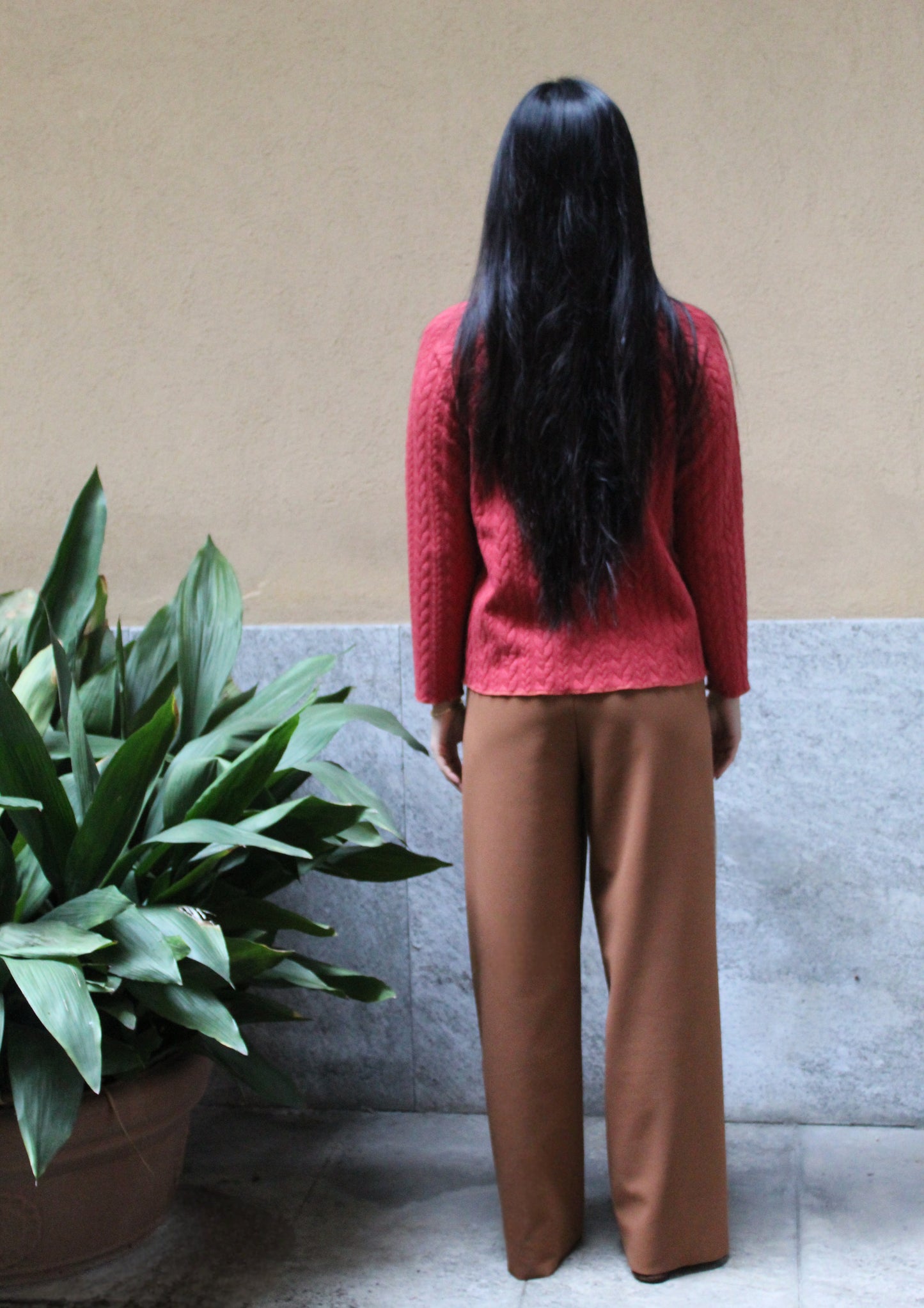 Jogger con elastico in vita scuba felpato cammello