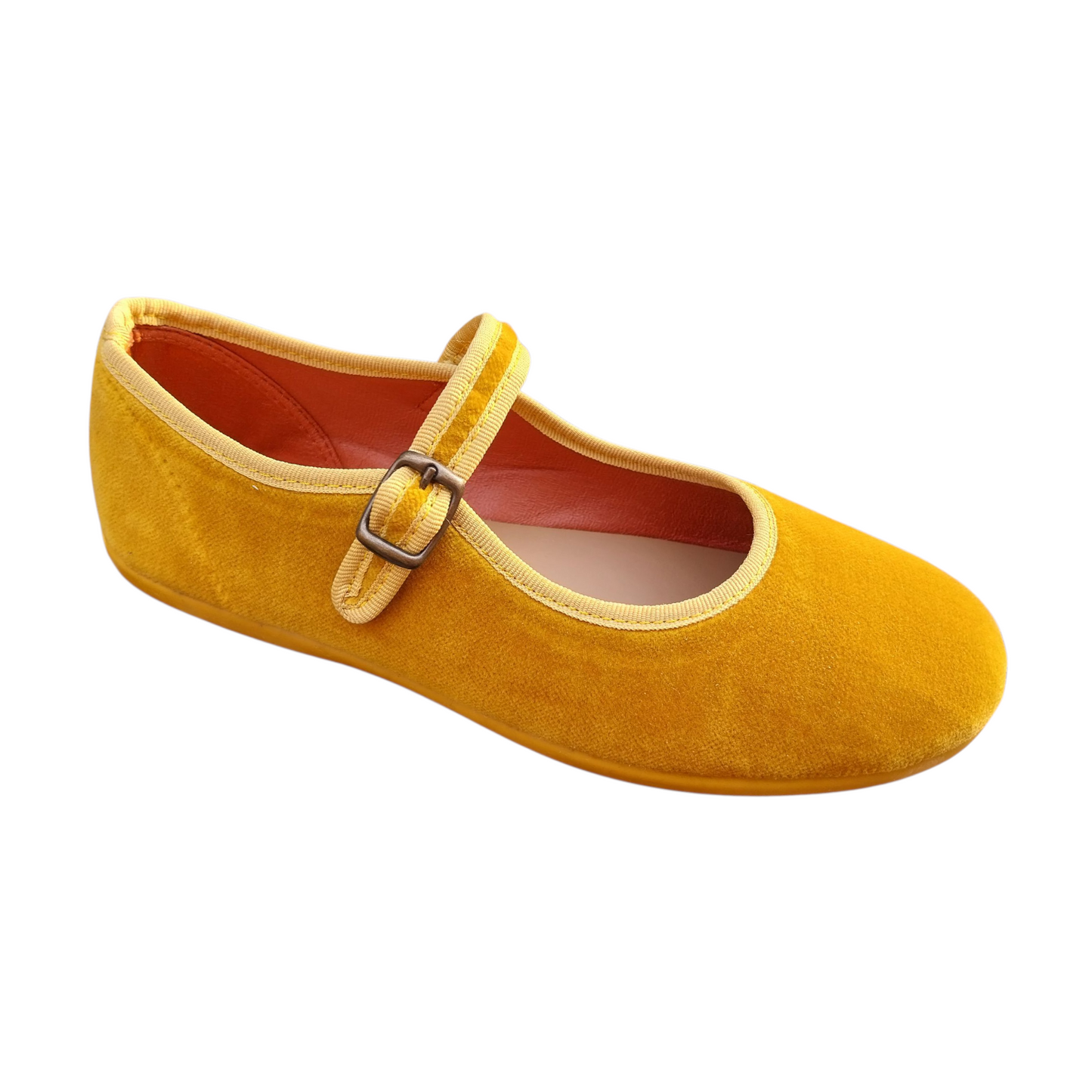 Ballerine di velluto giallo senape