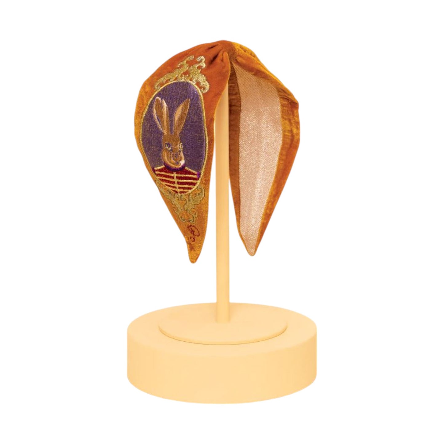 Cerchietto a fascia velluto oro Coniglio