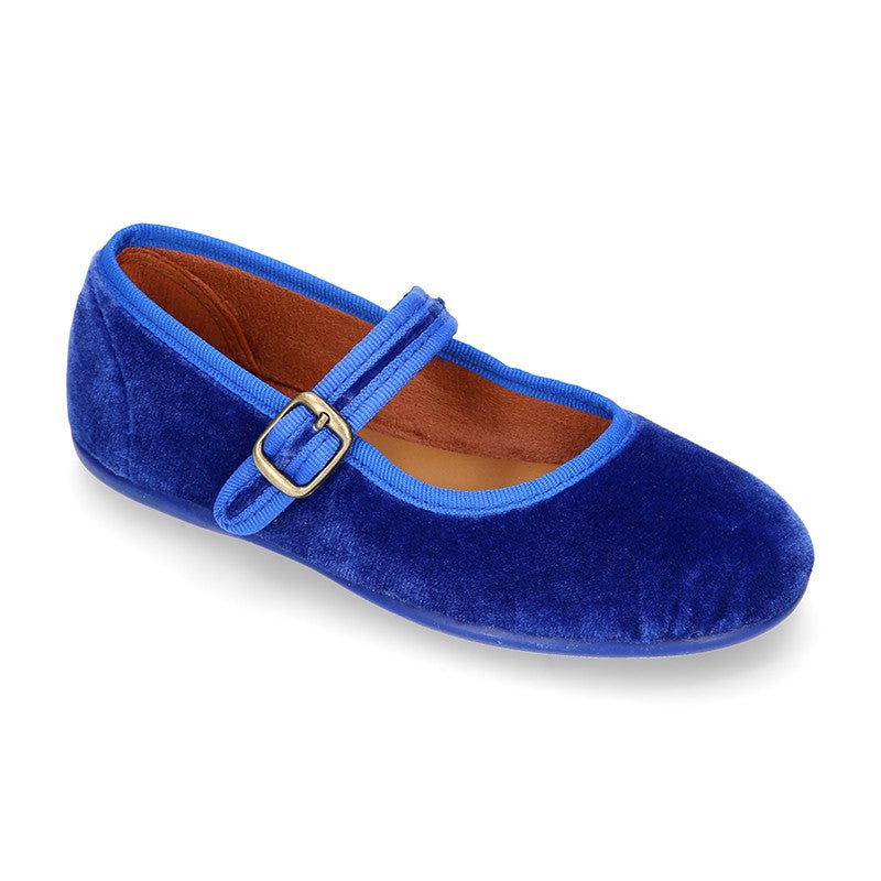 Ballerine di velluto bluette