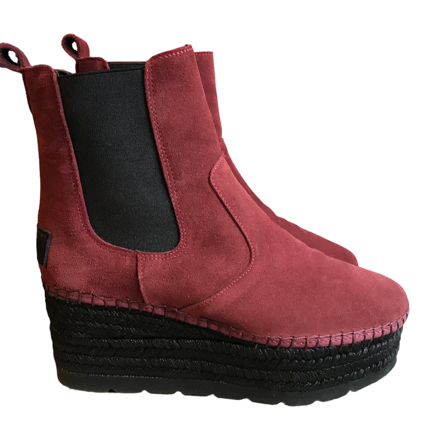 Stivaletto con zeppa bordeaux