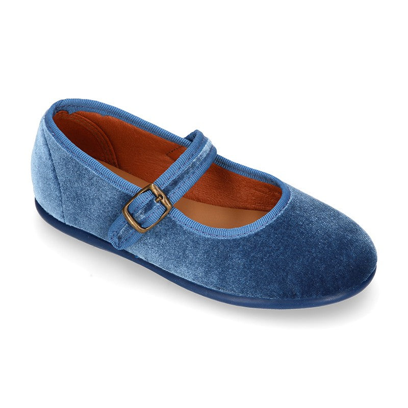 Ballerine di velluto azzurro