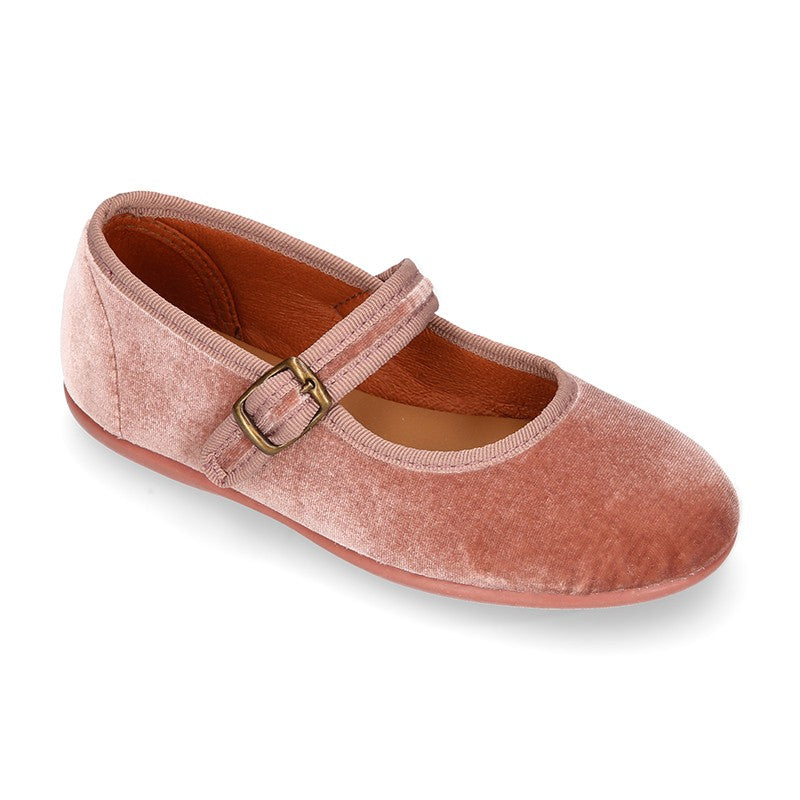 Ballerine di velluto cipria