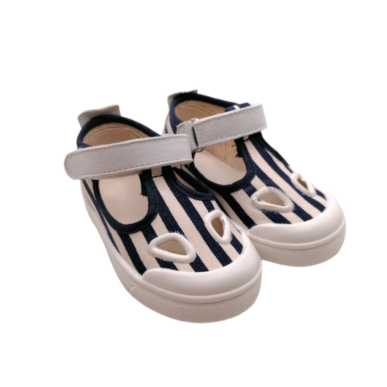 Scarpina occhietti righe blu