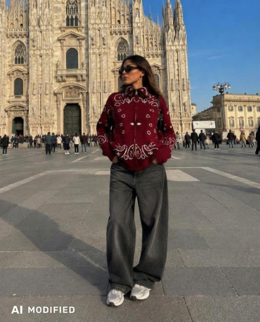 Cardigan Bandana in maglia bordeaux