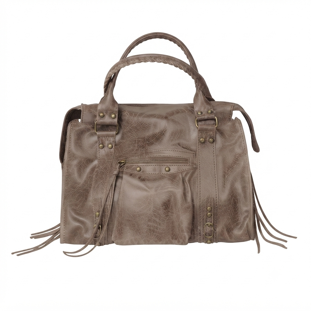 Borsa Maxi Bag pelle graffiata taupe
