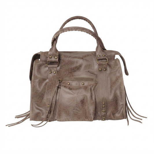 Borsa Maxi Bag pelle graffiata taupe