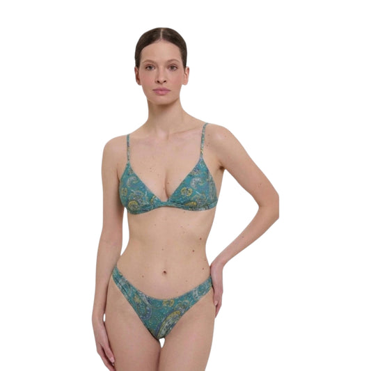 Costume bikini slip brasiliana donna Cachemire verde Liberty