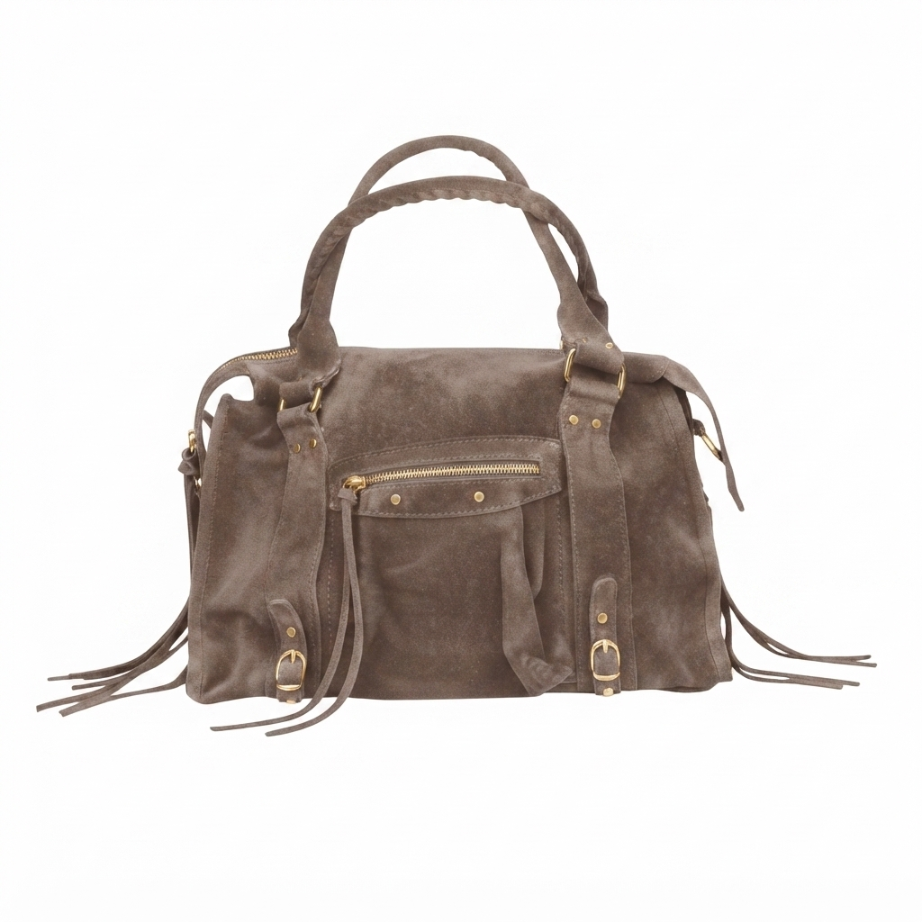 Borsa Maxi Bag pelle scamosciata taupe
