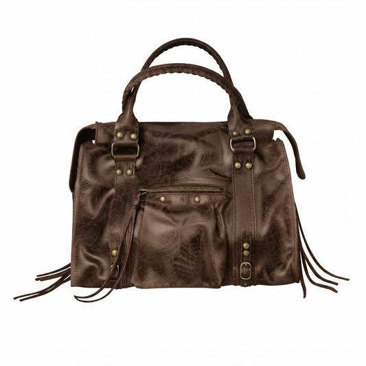 Borsa Maxi Bag pelle graffiata testa di moro