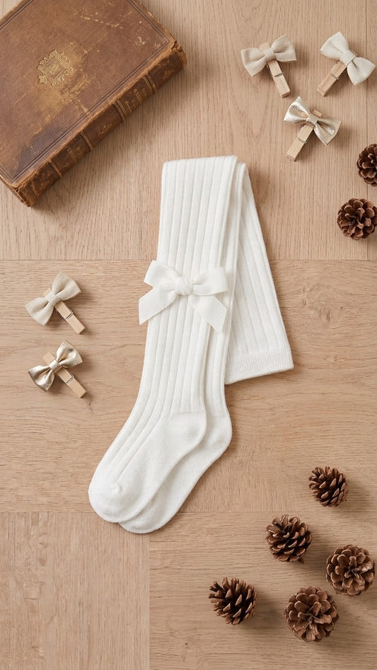 Calzamaglia a coste con fiocco bianco