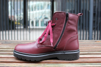 Stivaletti stringati in vera pelle bordeaux