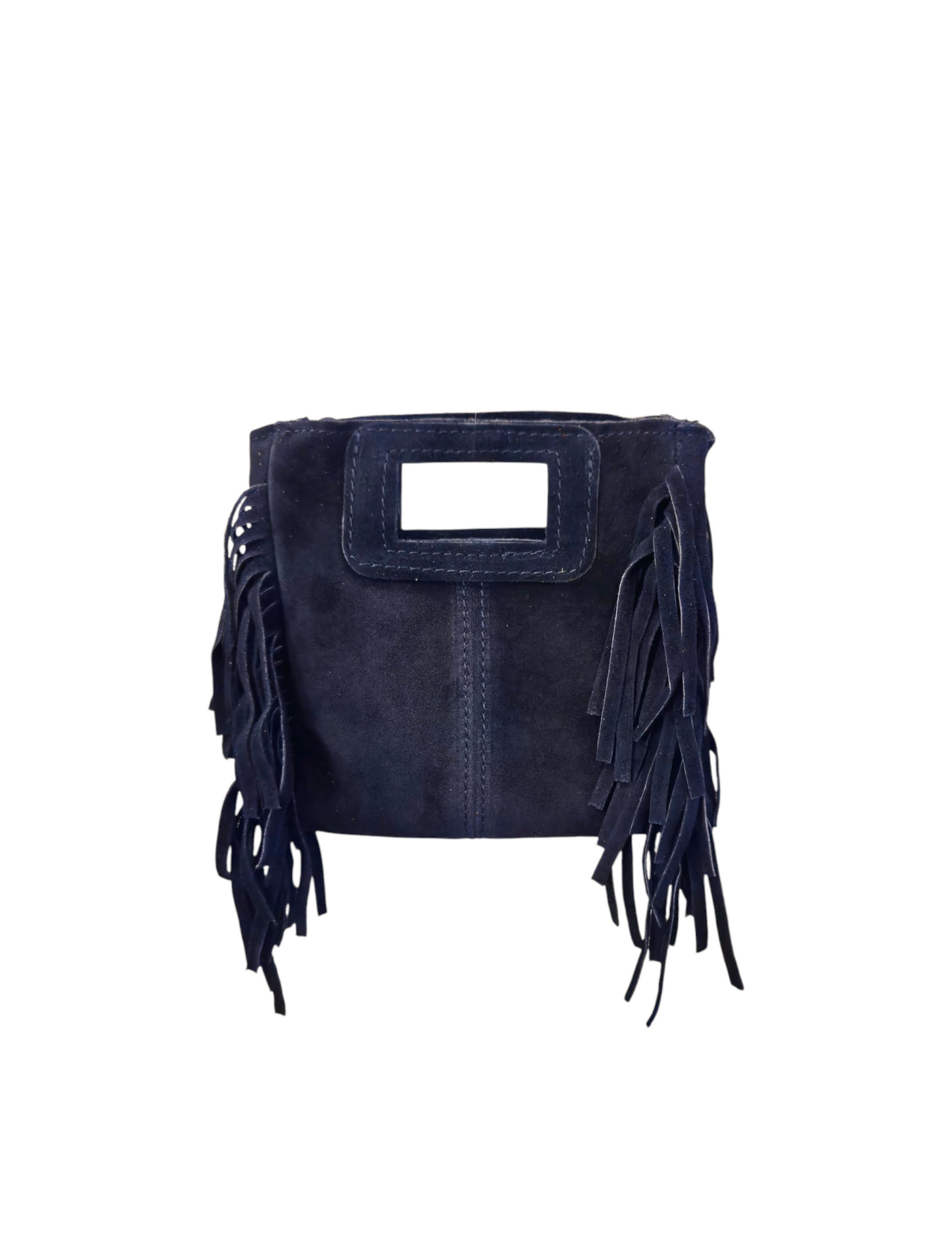 Borsa mini Suede in pelle scamosciata con frange blu