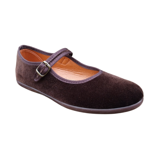 Ballerine di velluto marrone