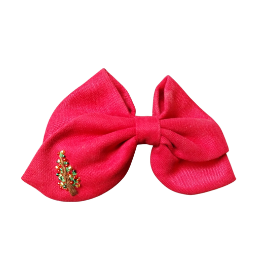 Fiocco per capelli rosso grande Natale albero 2