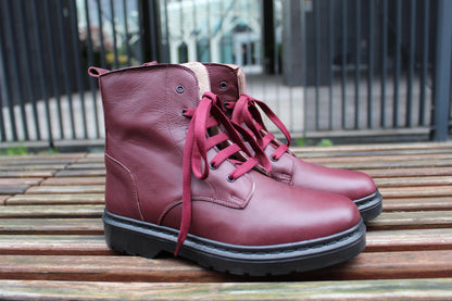 Stivaletti stringati in vera pelle bordeaux