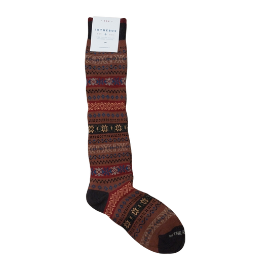 Calze in the box lunghe marrone Jaquard