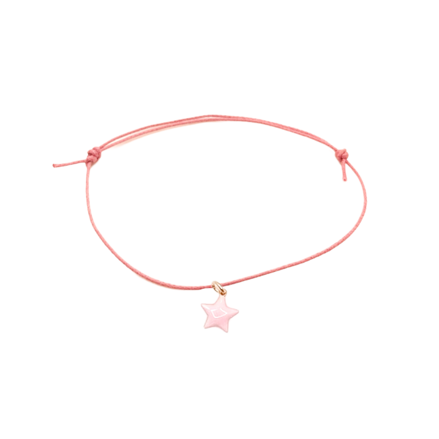Bracciale star rosa con cordino cerato + ciondolo smaltato - Personalizzabile