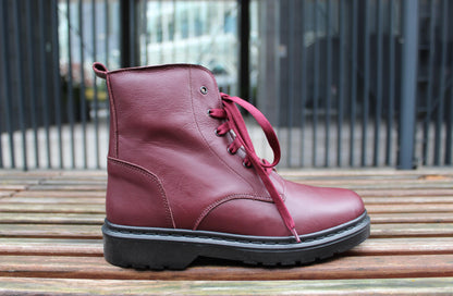 Stivaletti stringati in vera pelle bordeaux