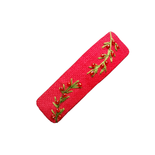 Molletta per capelli rossa con vischio di Natale