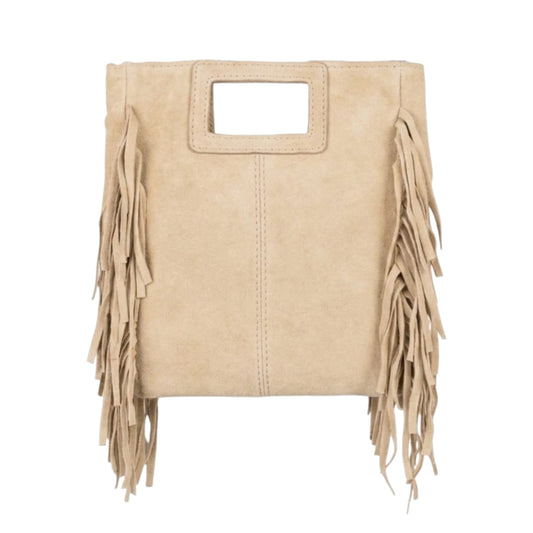 Borsa Maxi Suede con frange beige