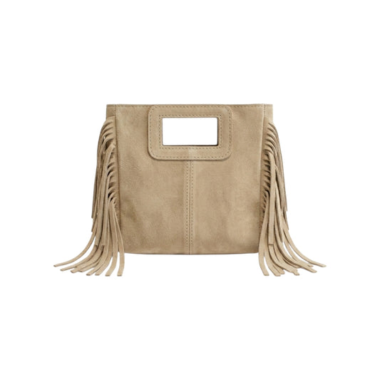 Borsa mini Suede con frange beige