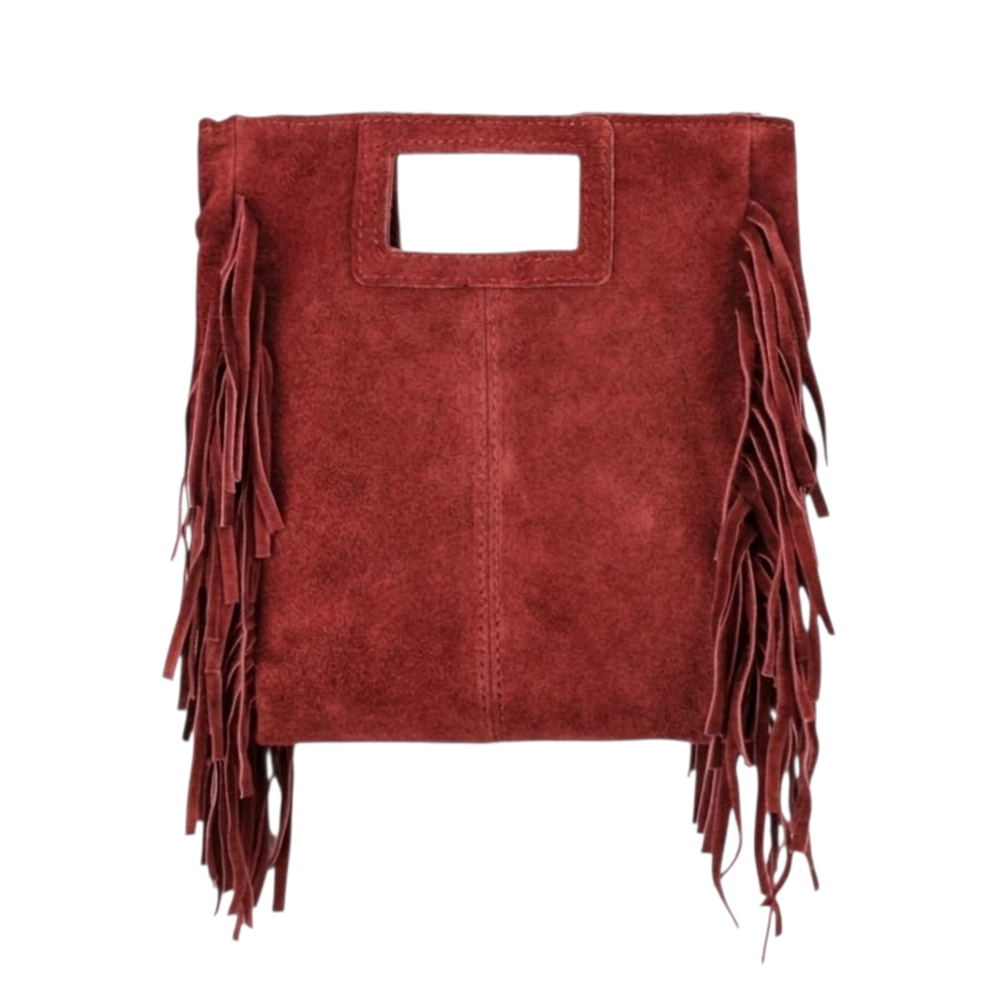 Borsa Maxi Suede con frange bordeaux