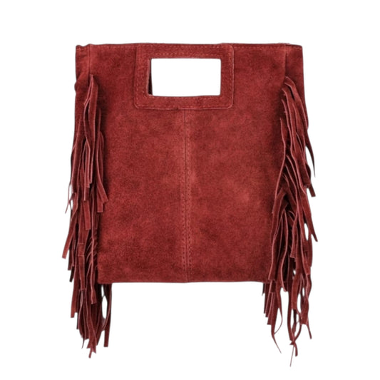 Borsa Maxi Suede con frange bordeaux