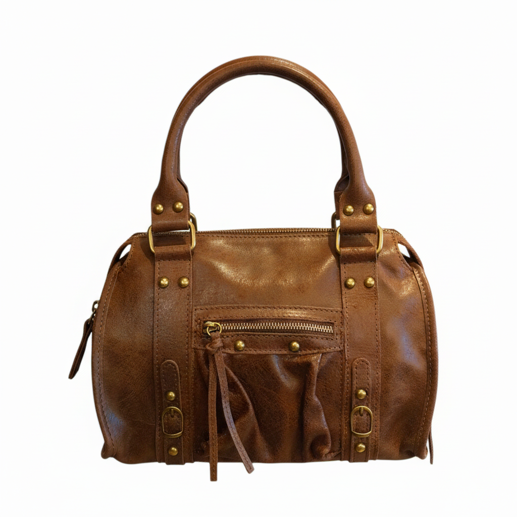 Borsa Media Bag pelle graffiata bruciato