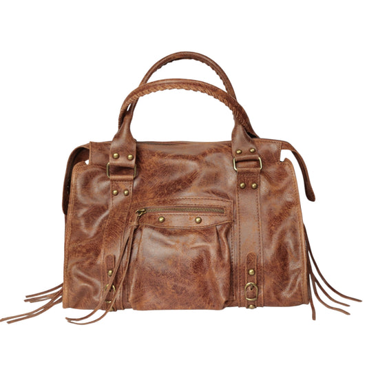 Borsa Maxi Bag pelle graffiata bruciato