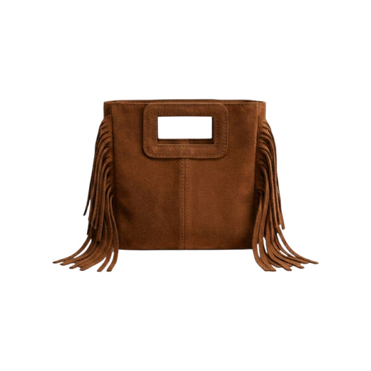 Borsa mini Suede con frange bruciato