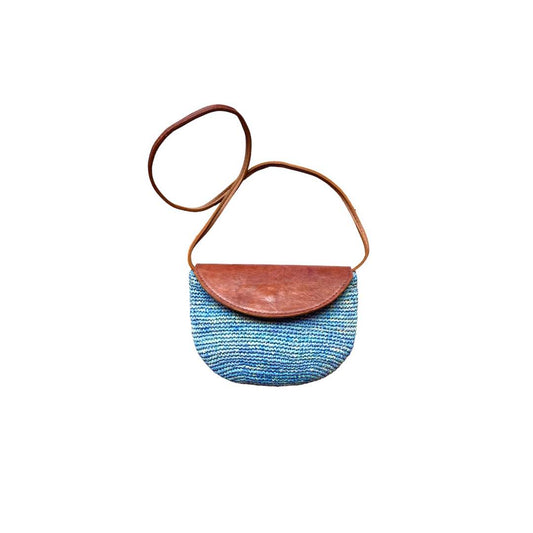 Borsa a tracolla in raffia jeans