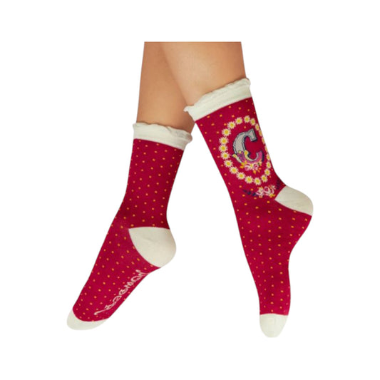 Calze in bamboo con lettera iniziale C
