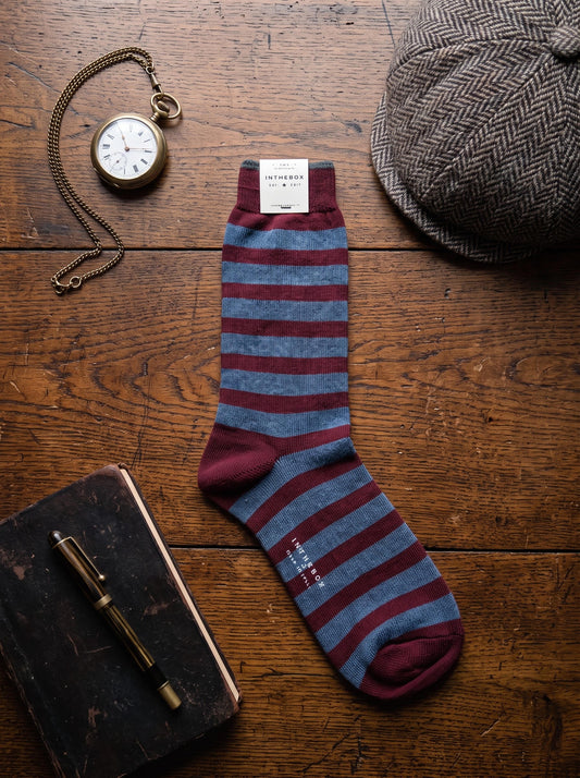 Calze corte Stripe Cachemire bordeaux azzurro