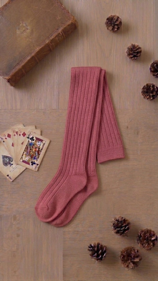 Calzamaglia a coste rosa antico