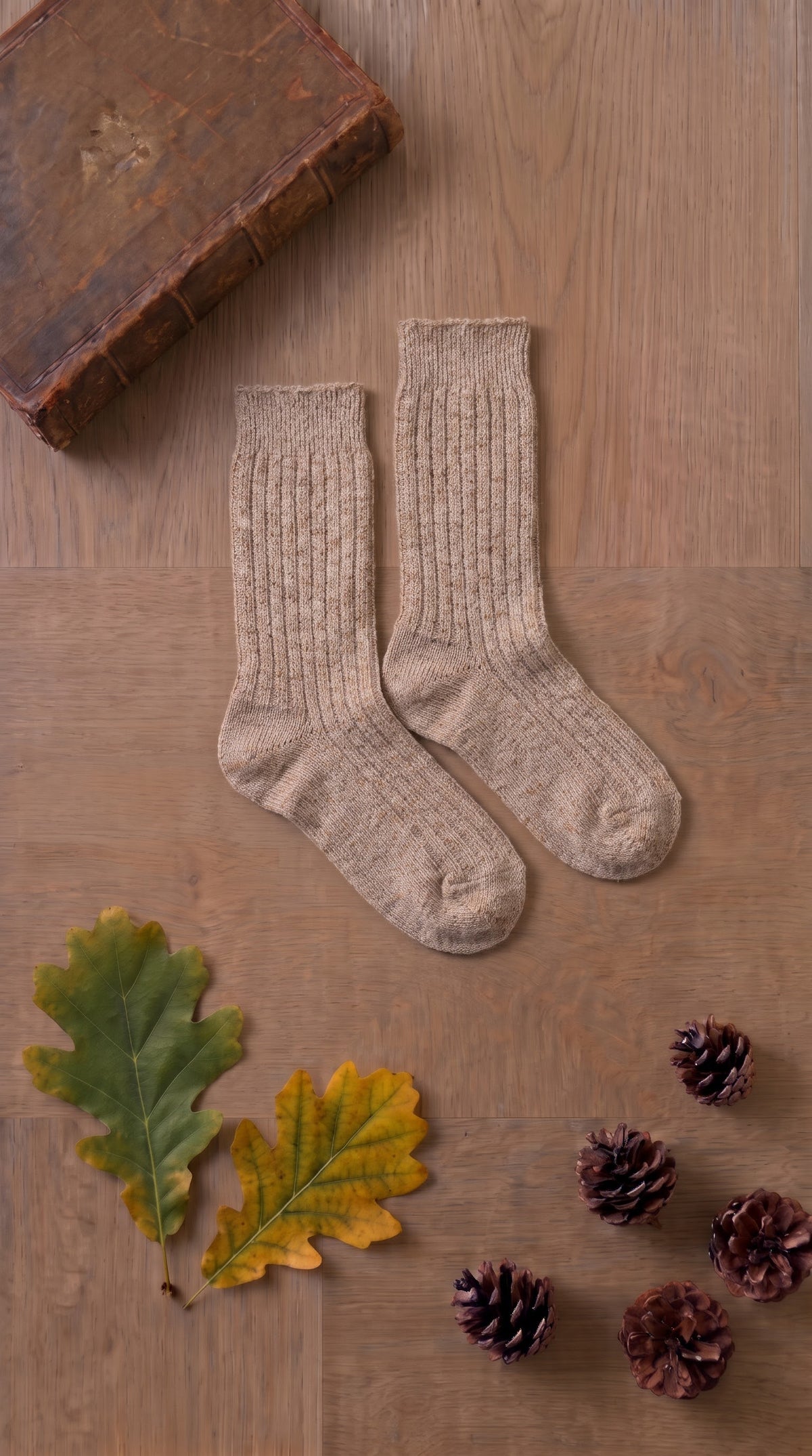 Calze a coste corte beige
