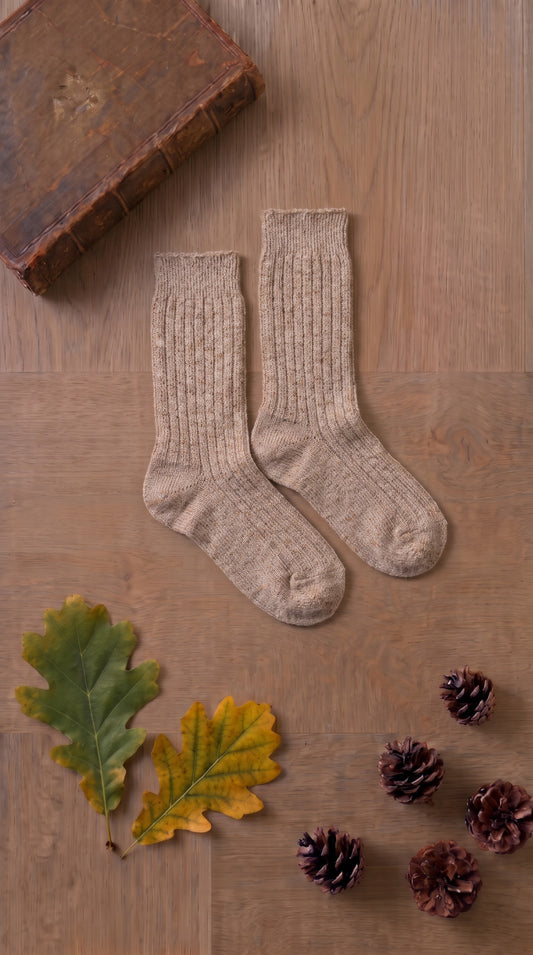 Calze a coste corte beige