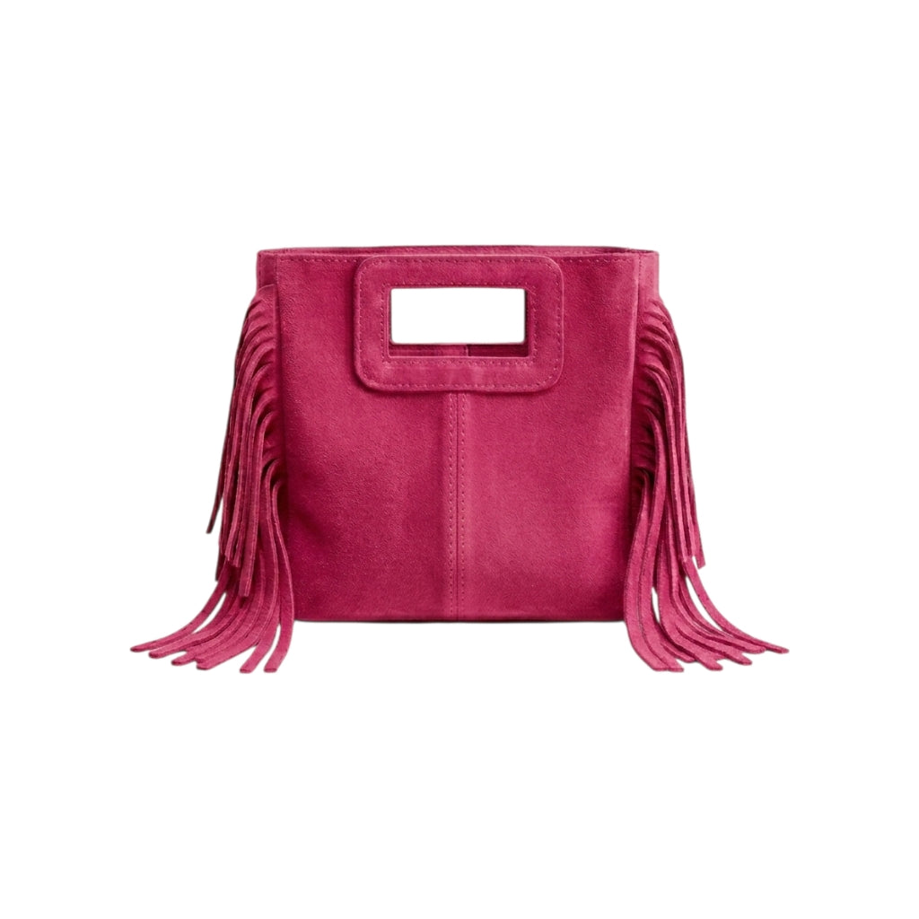 Borsa mini Suede con frange fuxia