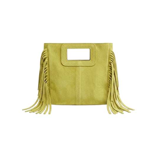 Borsa mini Suede con frange giallo lime