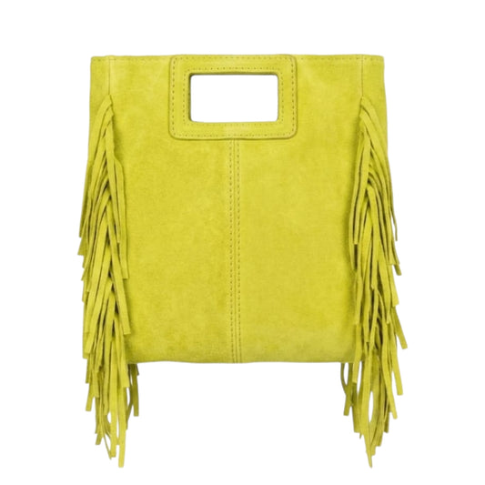 Borsa Maxi Suede con frange giallo lime