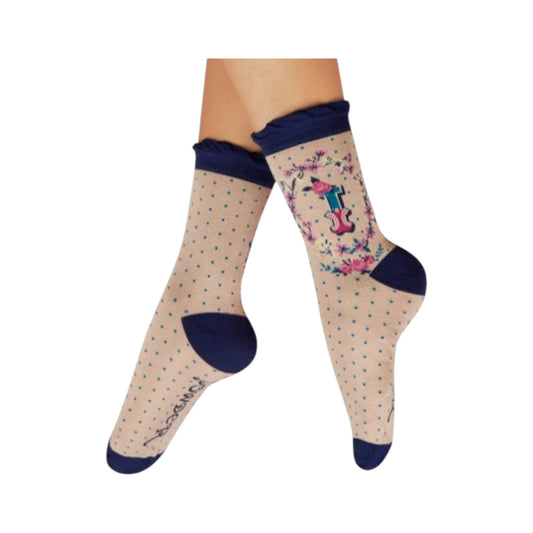 Calze in bamboo con lettera iniziale I