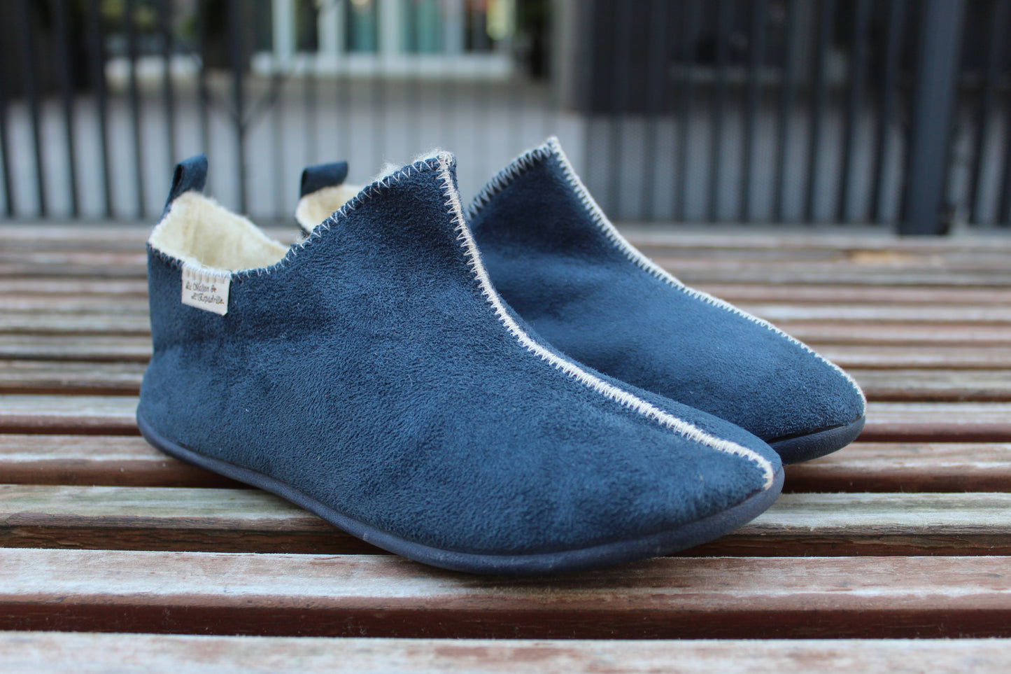 Stivaletti alcantara lana vergine blu notte