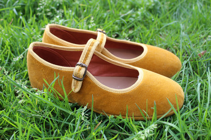 Ballerine in velluto giallo senape