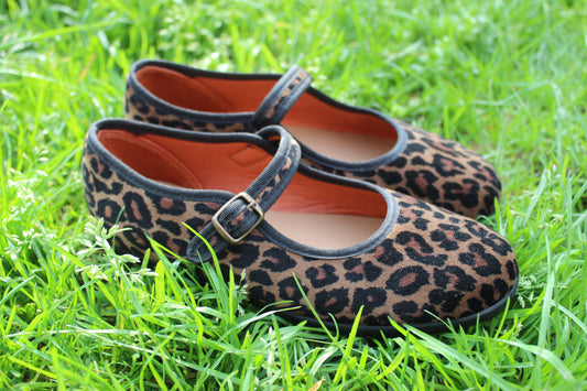 Ballerine in velluto leopardato scuro