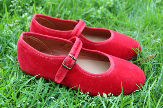 Ballerine in velluto rosso