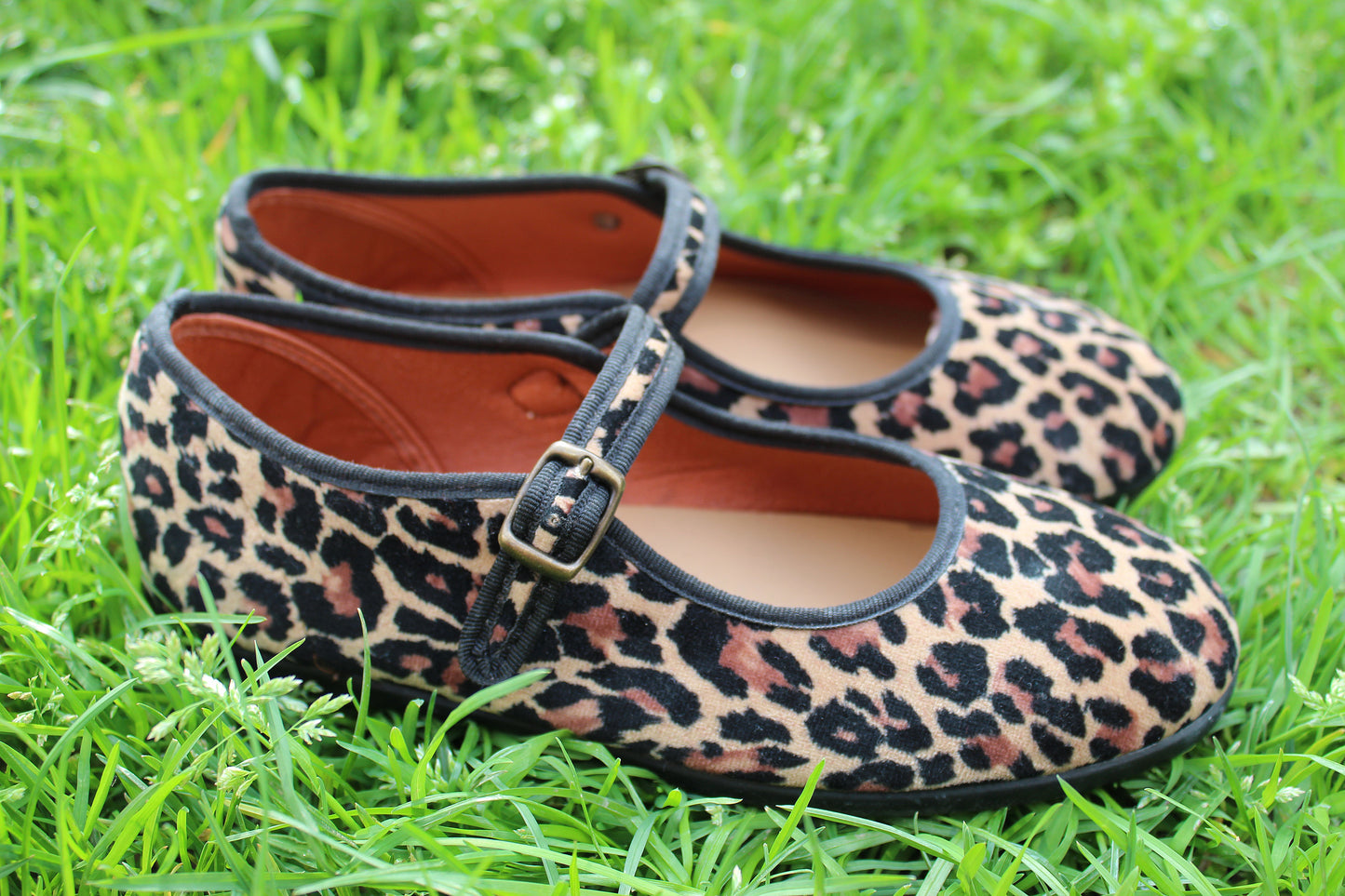Ballerine in velluto leopardato chiaro