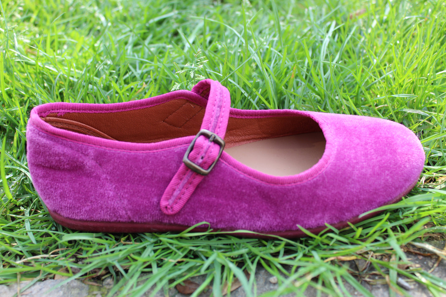 Ballerine in velluto rosa ciclamino