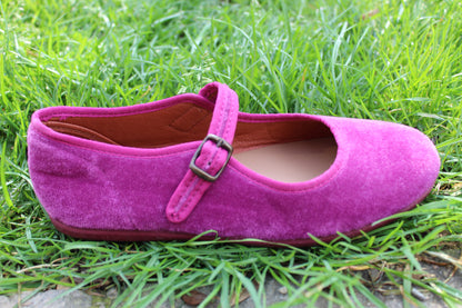 Ballerine in velluto rosa ciclamino